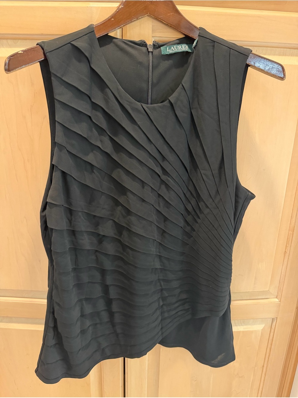 Ralph Lauren Beautiful Sleeveless Tiered Black Blouse XL